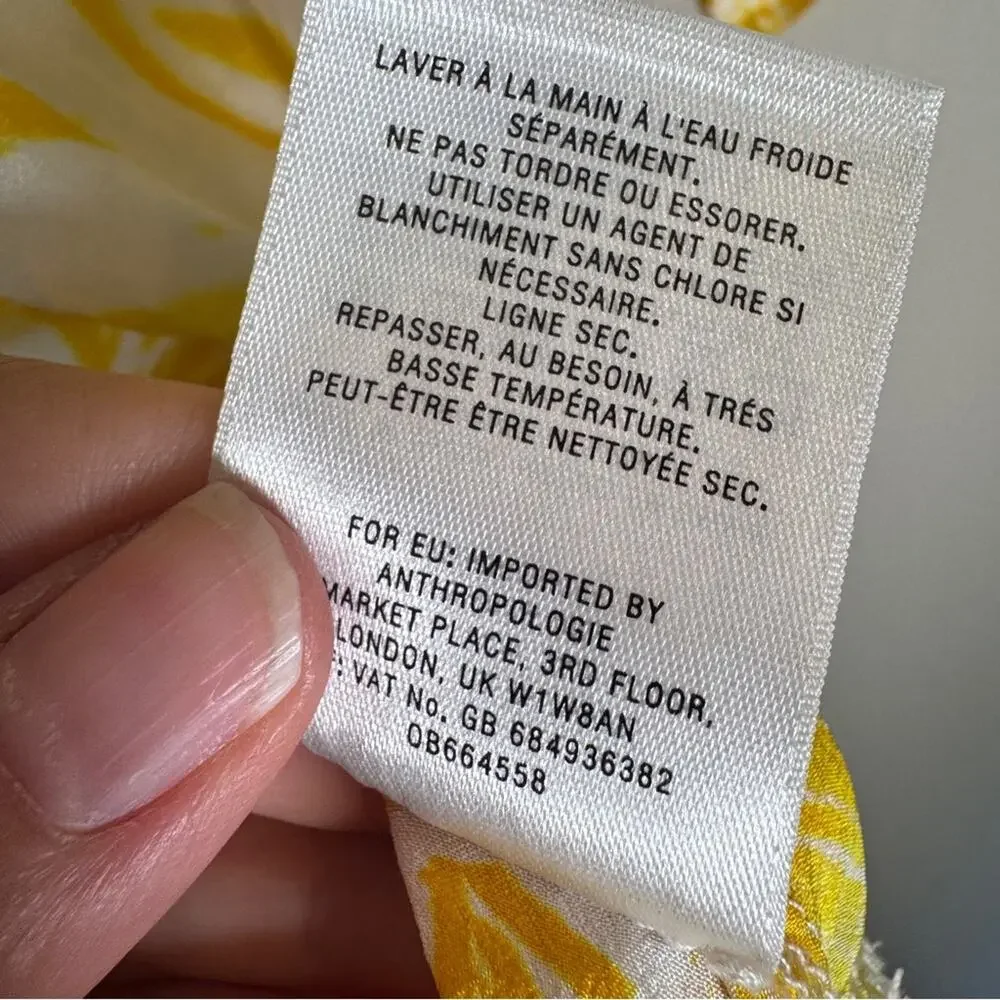 Anthropologie Lilka Yellow Printed Swimsuit Coverup Womens XS Beachy Summer_9